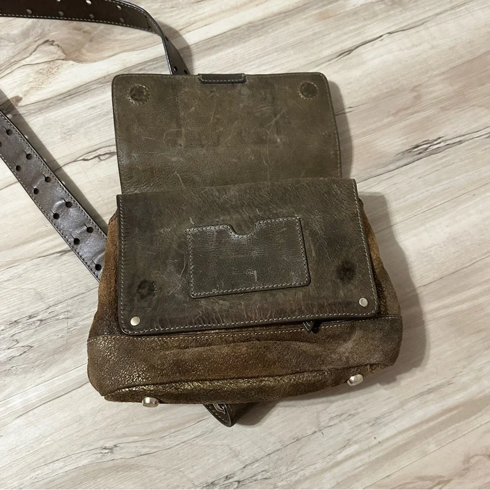 New Olivia‎ Harris brown suede and leather crossbody Satchel